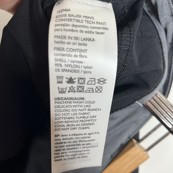 Eddie Bauer Hiking Pants Black Mens Size 40x30 Outdoor Convertible Tech - Picture 7 of 7